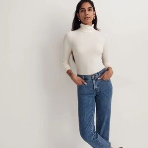 Madewell Ribbed Turtleneck Top in Antique Cream